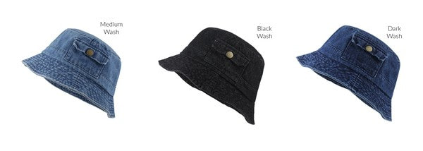 Pocket Accent Denim Bucket Hat