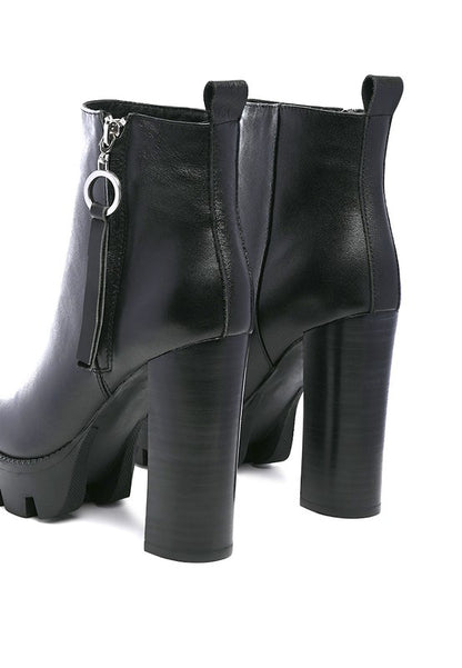 MISTRESS HIGH BLOCK HEELED CHUNKY LEATHER BOOT