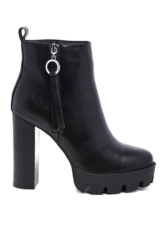 MISTRESS HIGH BLOCK HEELED CHUNKY LEATHER BOOT