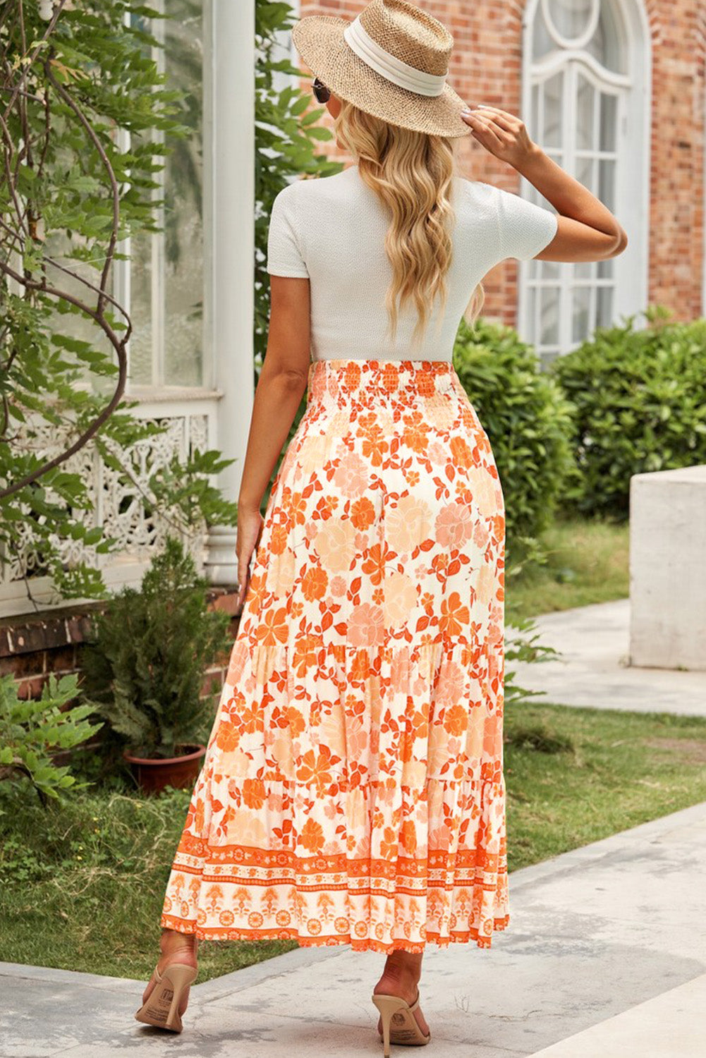 Floral Smocked Tiered Maxi Skirt