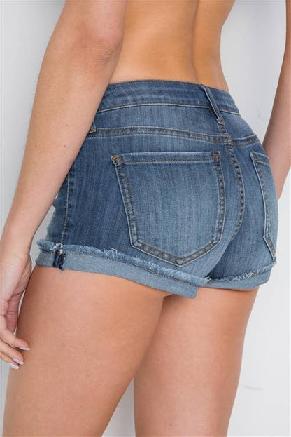 Denim Low-Rise Button Fly Shorts