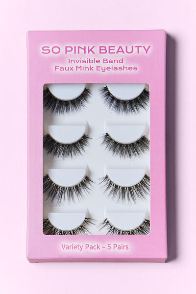 SO PINK BEAUTY Faux Mink Eyelashes Variety Pack 5 Pairs