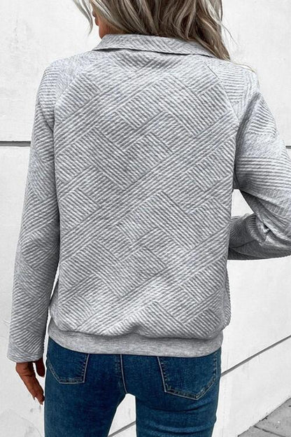 Geometric Snap Button Long Sleeve Sweatshirt