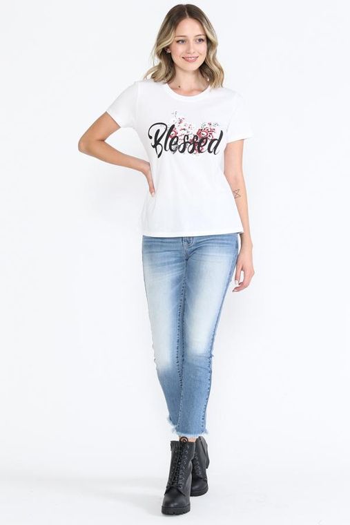 BLESSED GRAPHIC ROUND NECK 100% COTTON TOP