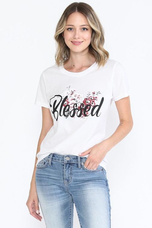 BLESSED GRAPHIC ROUND NECK 100% COTTON TOP